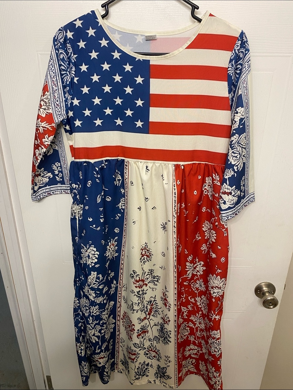 Women's Red, White & Blue Americana Casual Maxi Dress